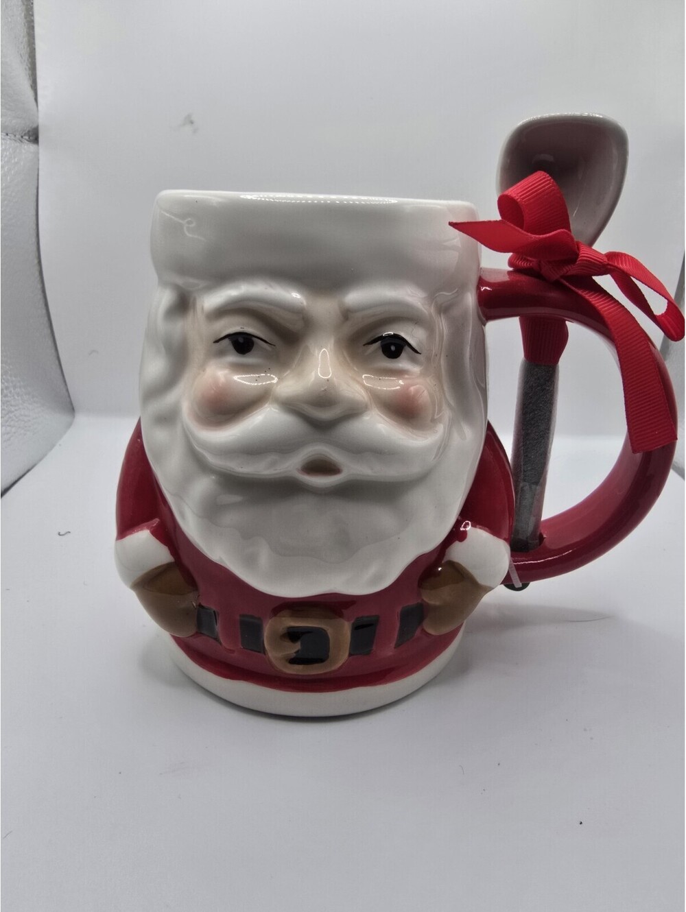 Holiday Time Santa Mug With Spoon 20 Ounce Santa Shaped Cup New with tag